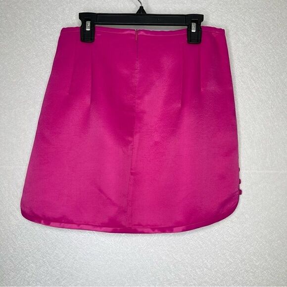 Zara Buttoned Satin Effect Mini Skirt Fuchsia S - Picture 4 of 6